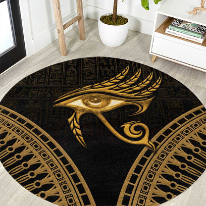 Ancient Egypt Gold Intricate Round Carpet Eye of Horus