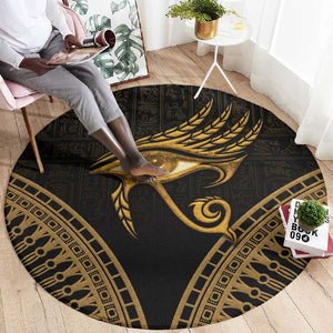 Ancient Egypt Gold Intricate Round Carpet Eye of Horus