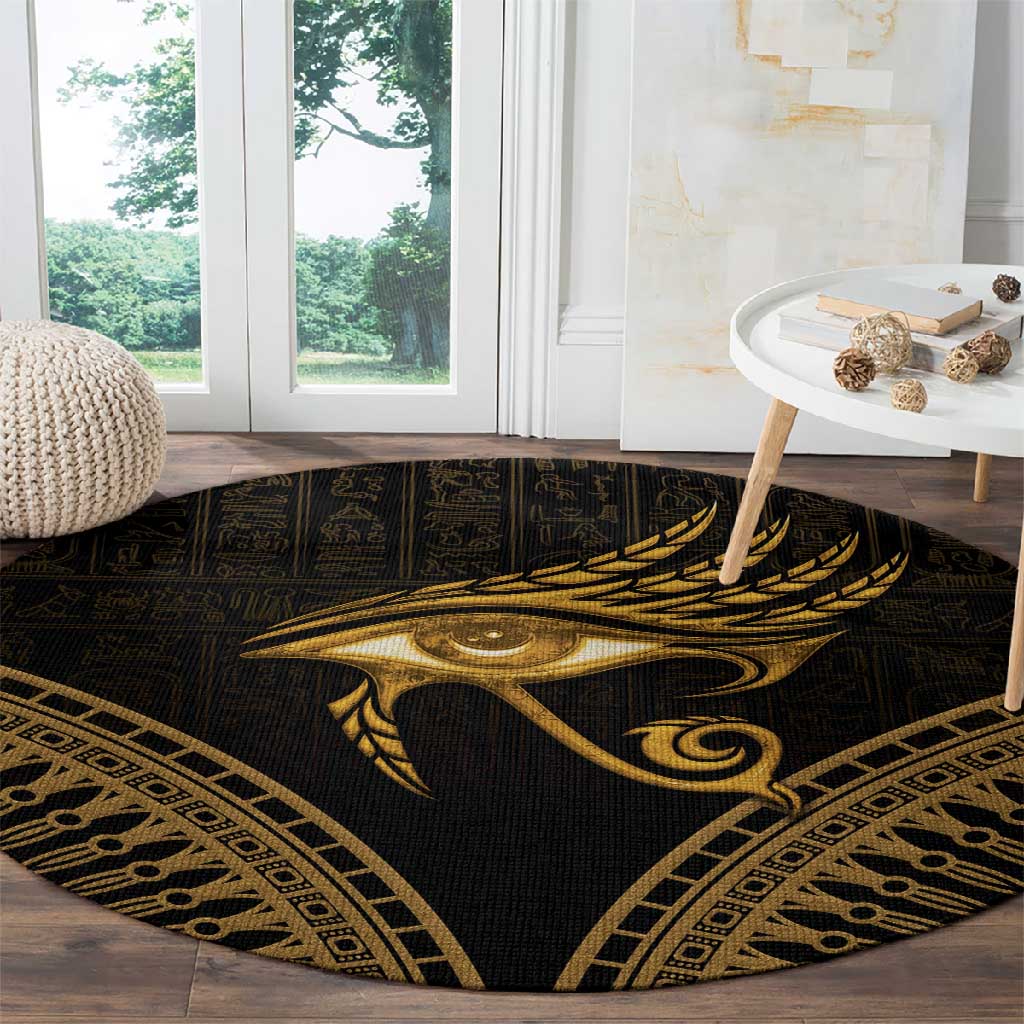 Ancient Egypt Gold Intricate Round Carpet Eye of Horus