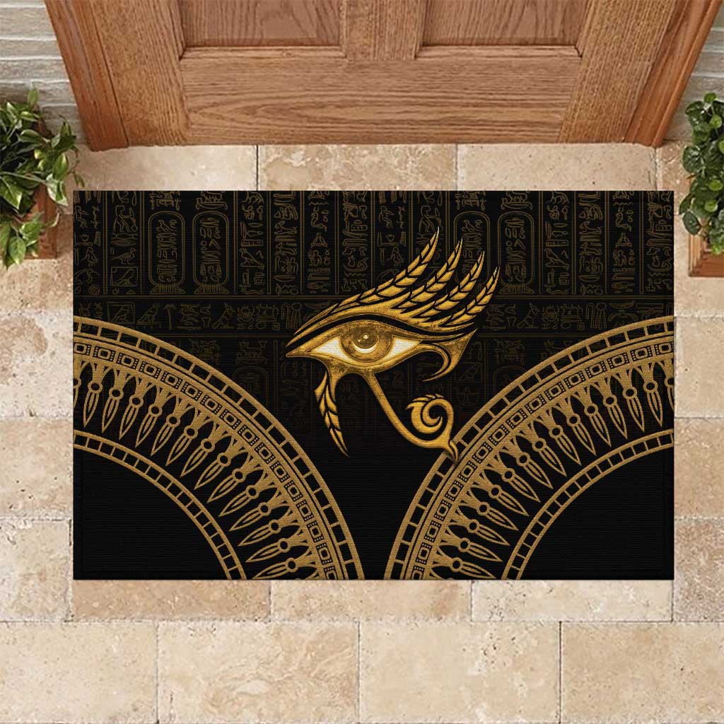 Ancient Egypt Gold Intricate Rubber Doormat Eye of Horus