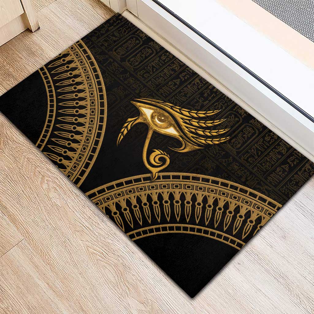 Ancient Egypt Gold Intricate Rubber Doormat Eye of Horus