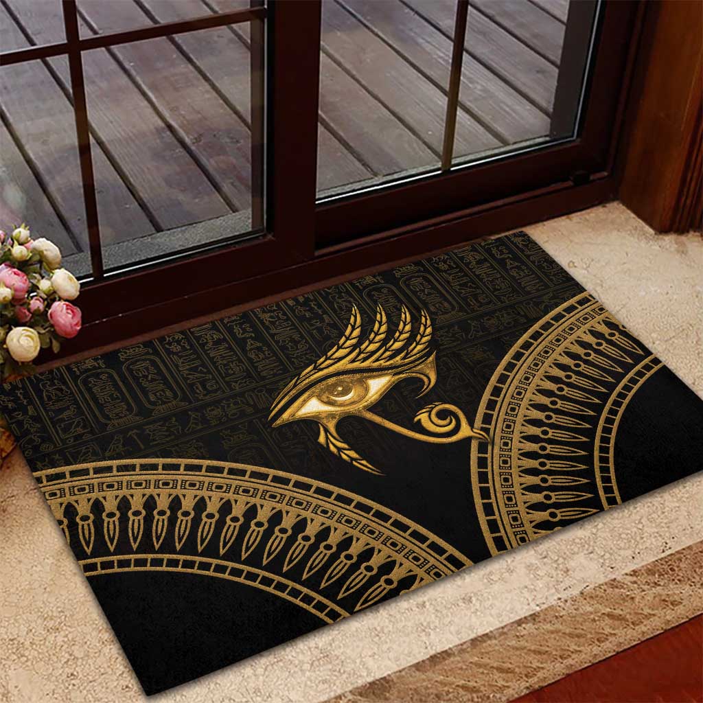Ancient Egypt Gold Intricate Rubber Doormat Eye of Horus