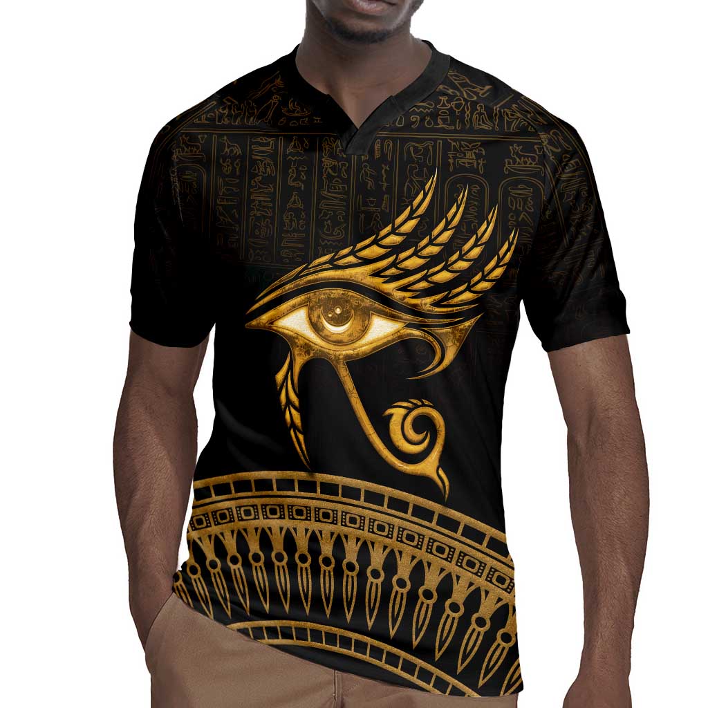 Ancient Egypt Gold Intricate Rugby Jersey Eye of Horus