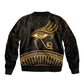 Ancient Egypt Gold Intricate Sleeve Zip Bomber Jacket Eye of Horus