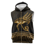Ancient Egypt Gold Intricate Sleeveless Zip Hoodie Eye of Horus - African Pride