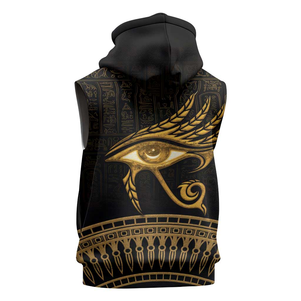 Ancient Egypt Gold Intricate Sleeveless Zip Hoodie Eye of Horus - African Pride