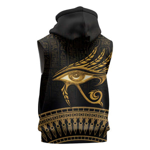 Ancient Egypt Gold Intricate Sleeveless Zip Hoodie Eye of Horus - African Pride