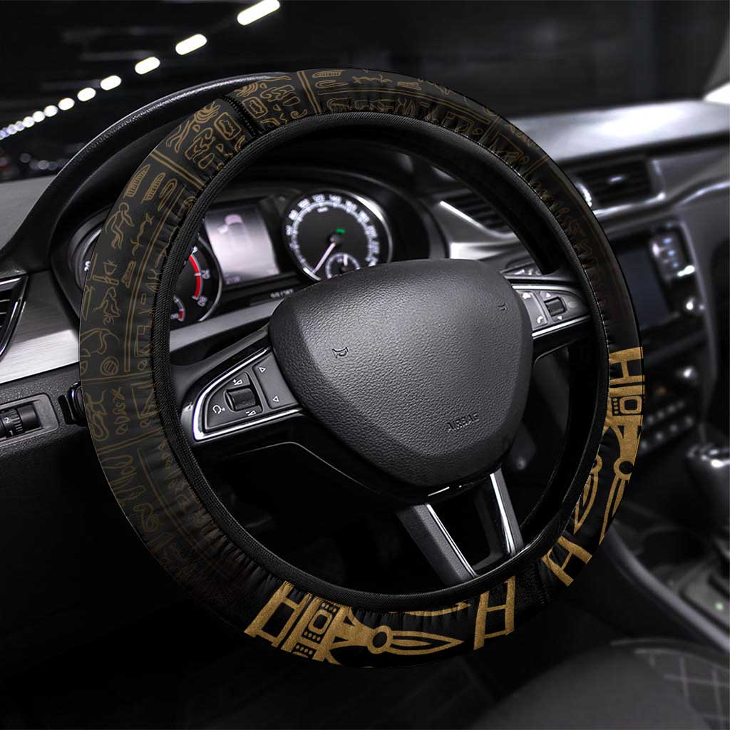 Ancient Egypt Gold Intricate Steering Wheel Cover Eye of Horus