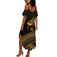 Ancient Egypt Gold Intricate Summer Maxi Dress Eye of Horus
