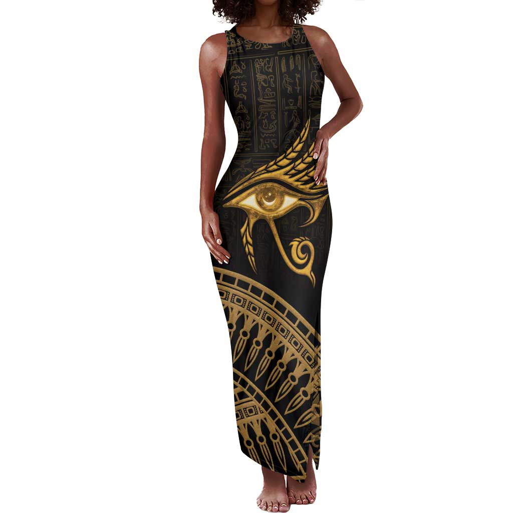 Ancient Egypt Gold Intricate Tank Maxi Dress Eye of Horus