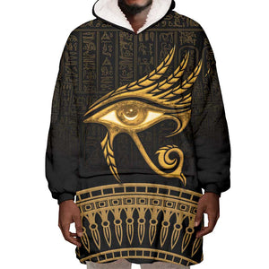 Ancient Egypt Gold Intricate Wearable Blanket Hoodie Eye of Horus