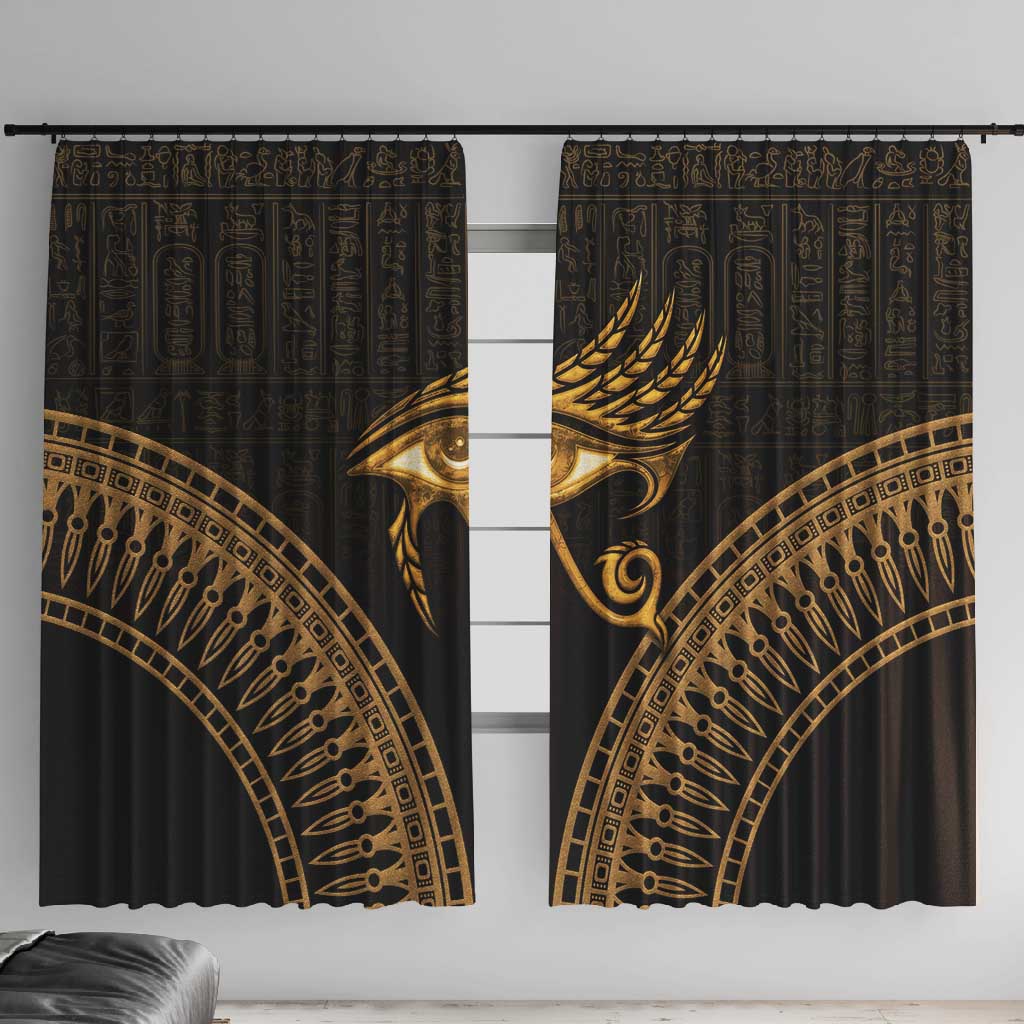 Ancient Egypt Gold Intricate Window Curtain Eye of Horus