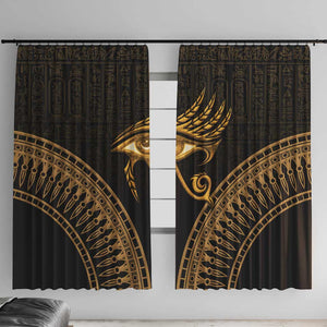 Ancient Egypt Gold Intricate Window Curtain Eye of Horus