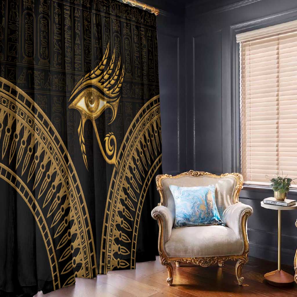 Ancient Egypt Gold Intricate Window Curtain Eye of Horus