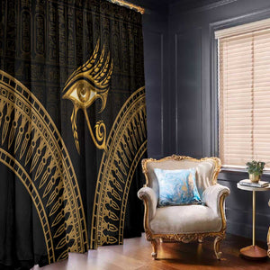 Ancient Egypt Gold Intricate Window Curtain Eye of Horus