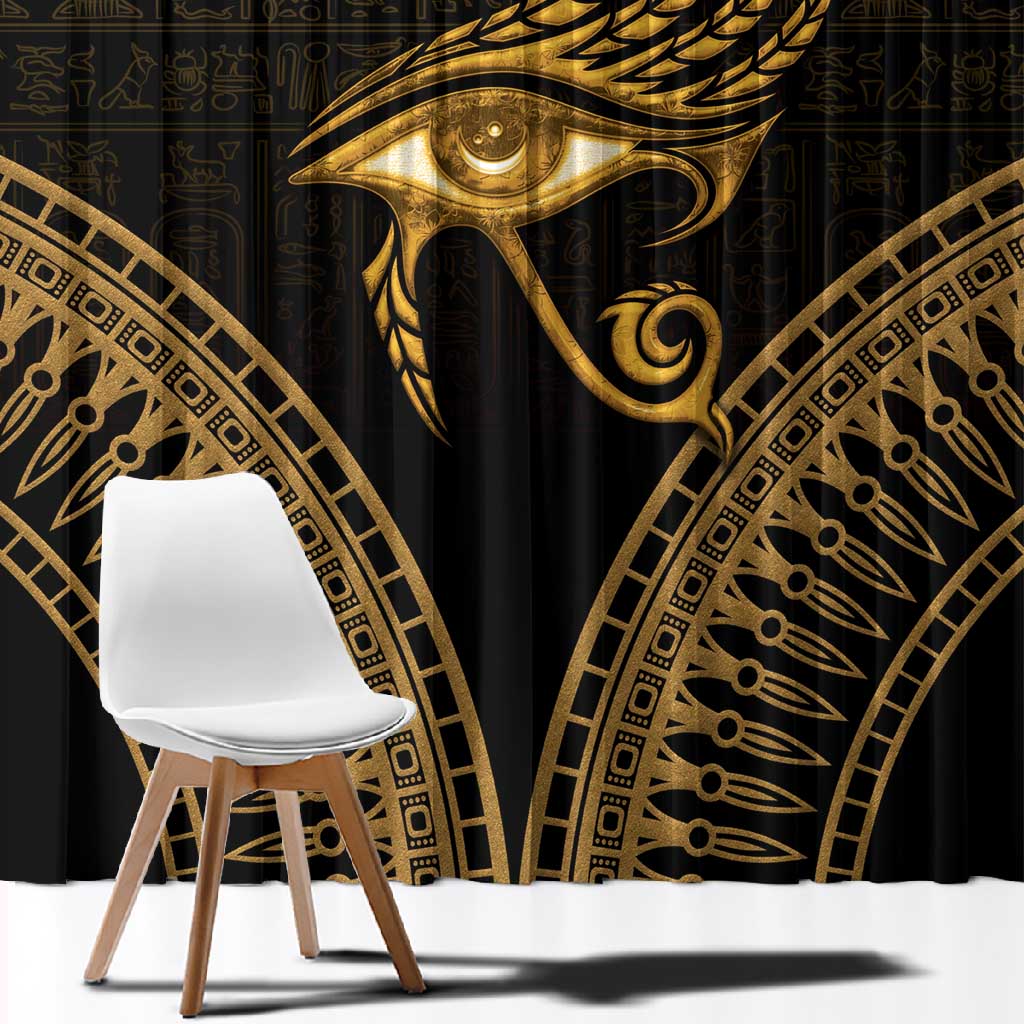 Ancient Egypt Gold Intricate Window Curtain Eye of Horus
