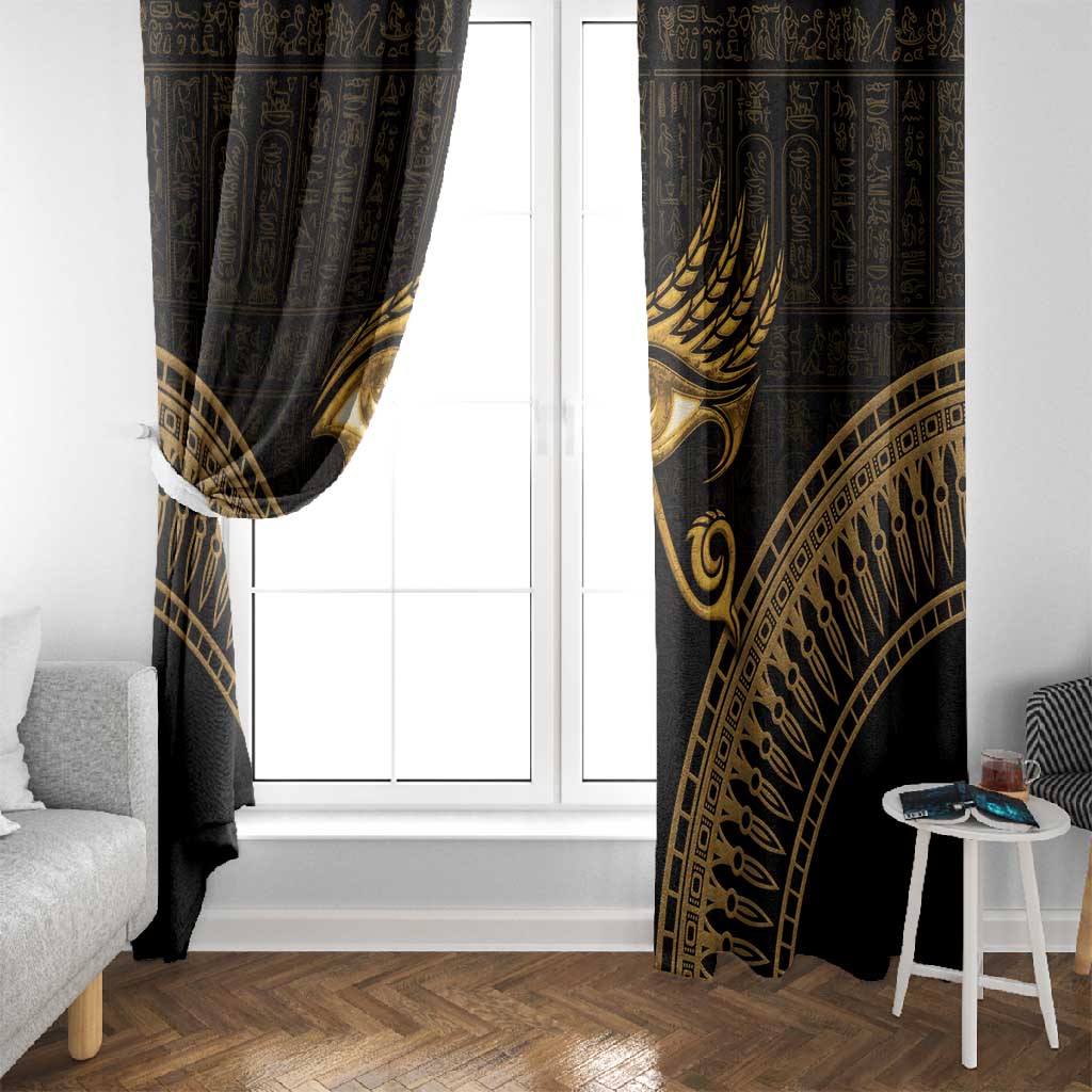 Ancient Egypt Gold Intricate Window Curtain Eye of Horus