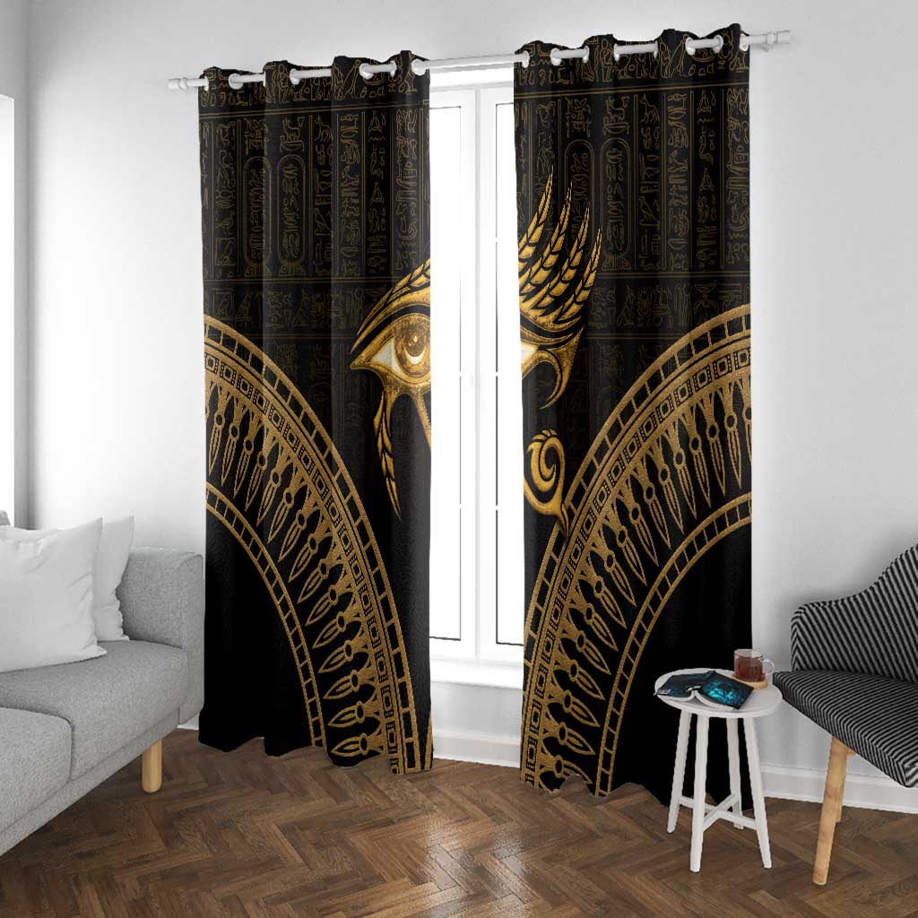 Ancient Egypt Gold Intricate Window Curtain Eye of Horus
