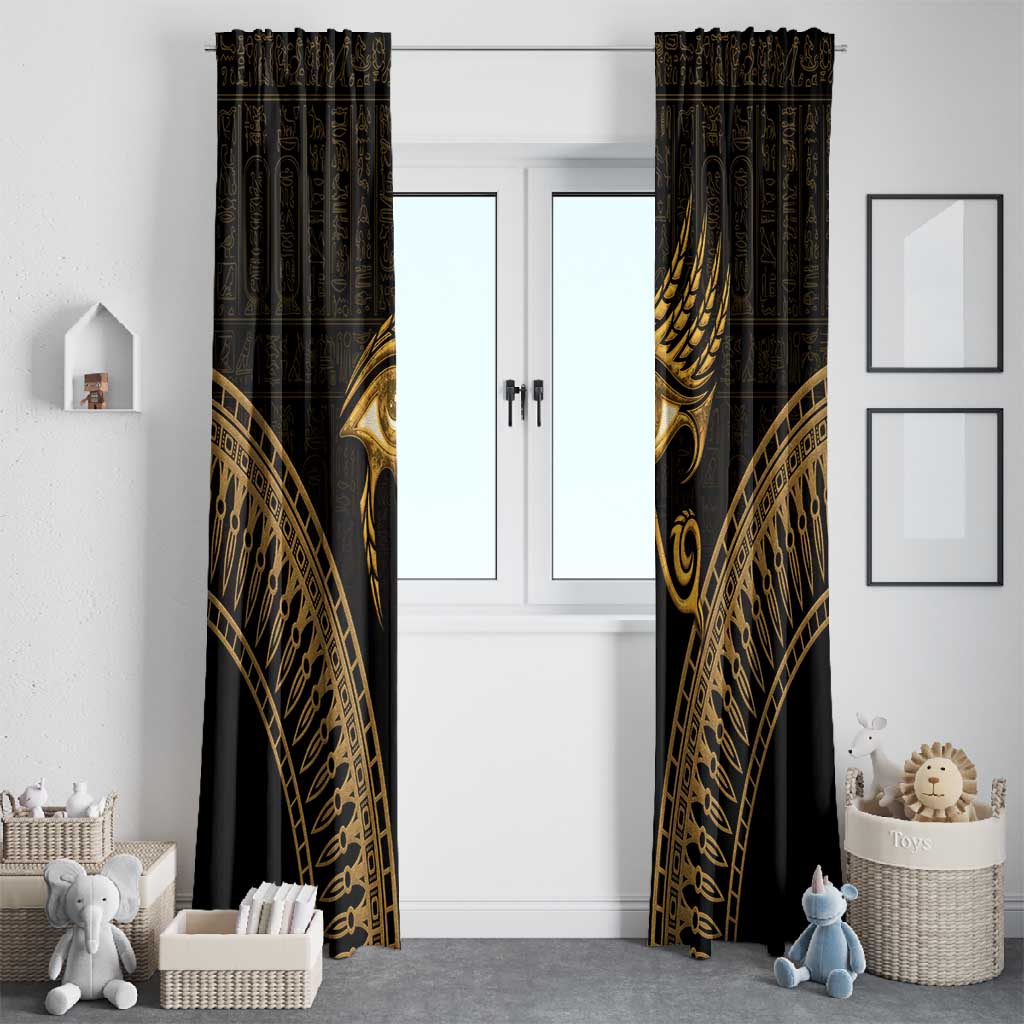 Ancient Egypt Gold Intricate Window Curtain Eye of Horus