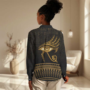 Ancient Egypt Gold Intricate Women Casual Shirt Eye of Horus