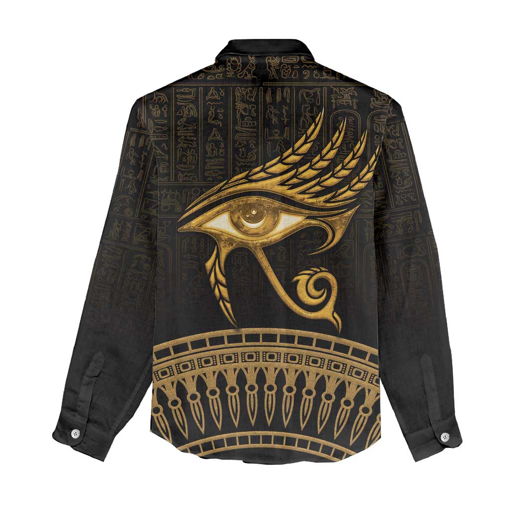 Ancient Egypt Gold Intricate Women Casual Shirt Eye of Horus