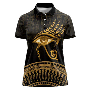 Ancient Egypt Gold Intricate Women Polo Shirt Eye of Horus