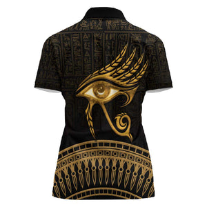 Ancient Egypt Gold Intricate Women Polo Shirt Eye of Horus