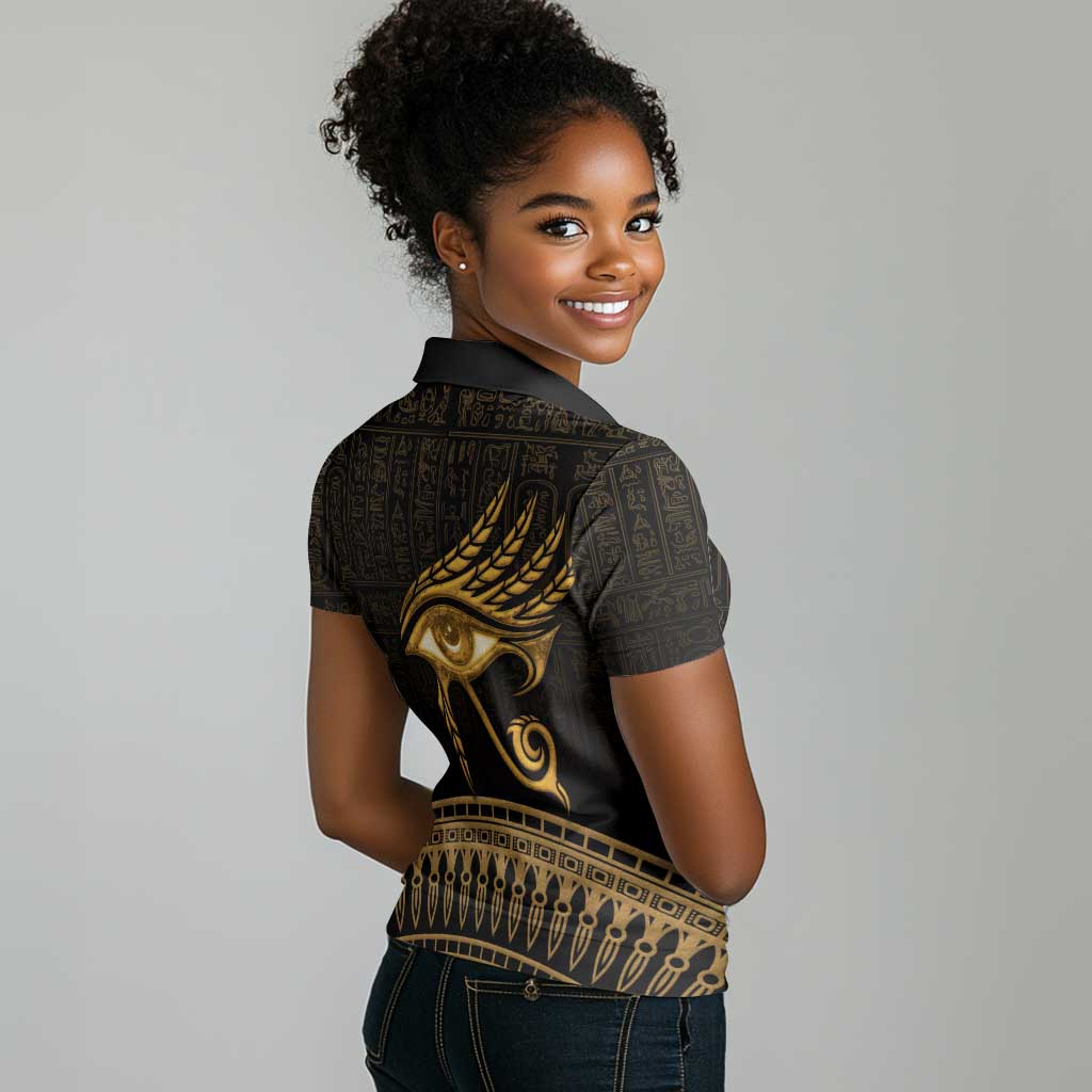 Ancient Egypt Gold Intricate Women Polo Shirt Eye of Horus