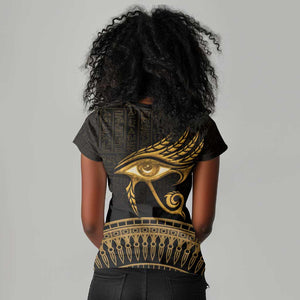 Ancient Egypt Gold Intricate Women V-Neck T-Shirt Eye of Horus