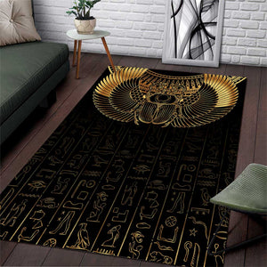 Ancient Egypt Area Rug Black Gold Scarab