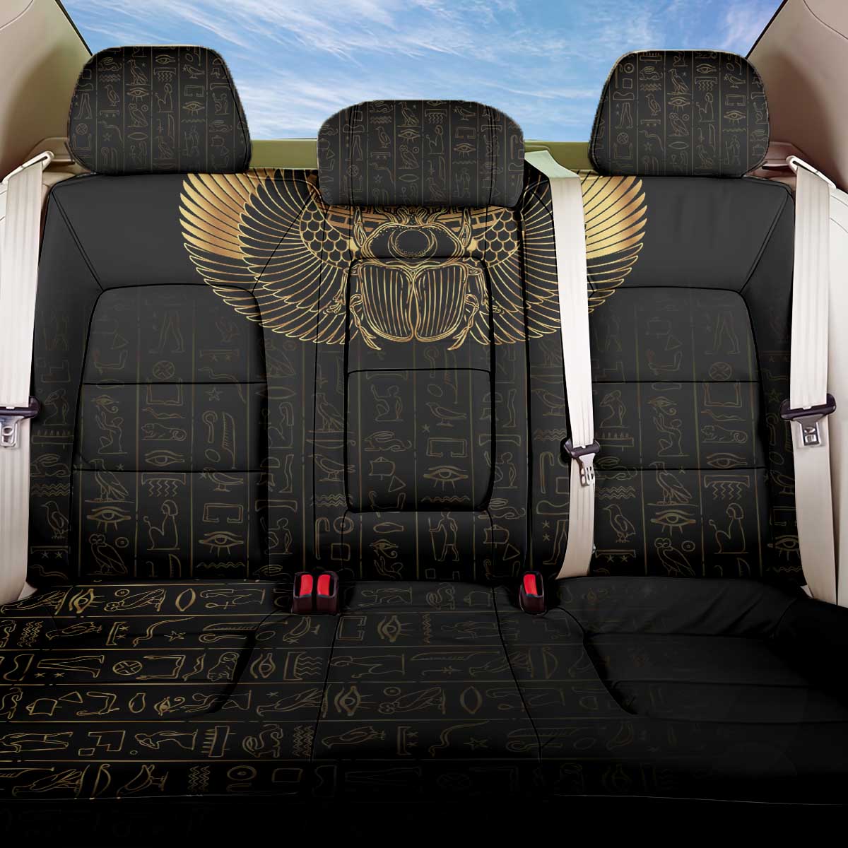 Ancient Egypt Back Car Seat Cover Black Gold Scarab