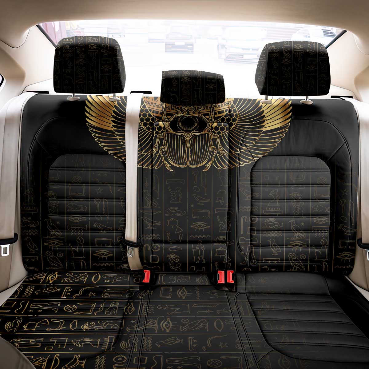 Ancient Egypt Back Car Seat Cover Black Gold Scarab