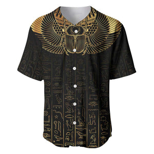 Ancient Egypt Baseball Jersey Black Gold Scarab