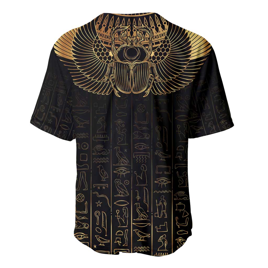 Ancient Egypt Baseball Jersey Black Gold Scarab