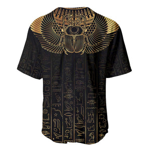 Ancient Egypt Baseball Jersey Black Gold Scarab