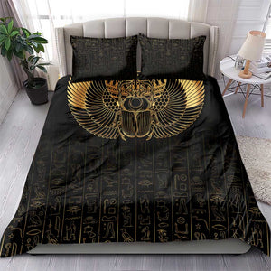 Ancient Egypt Bedding Set Black Gold Scarab