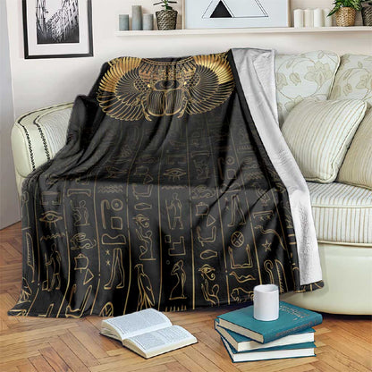 Ancient Egypt Blanket Black Gold Scarab