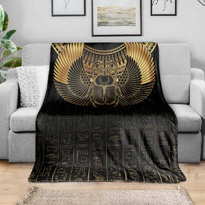 Ancient Egypt Blanket Black Gold Scarab