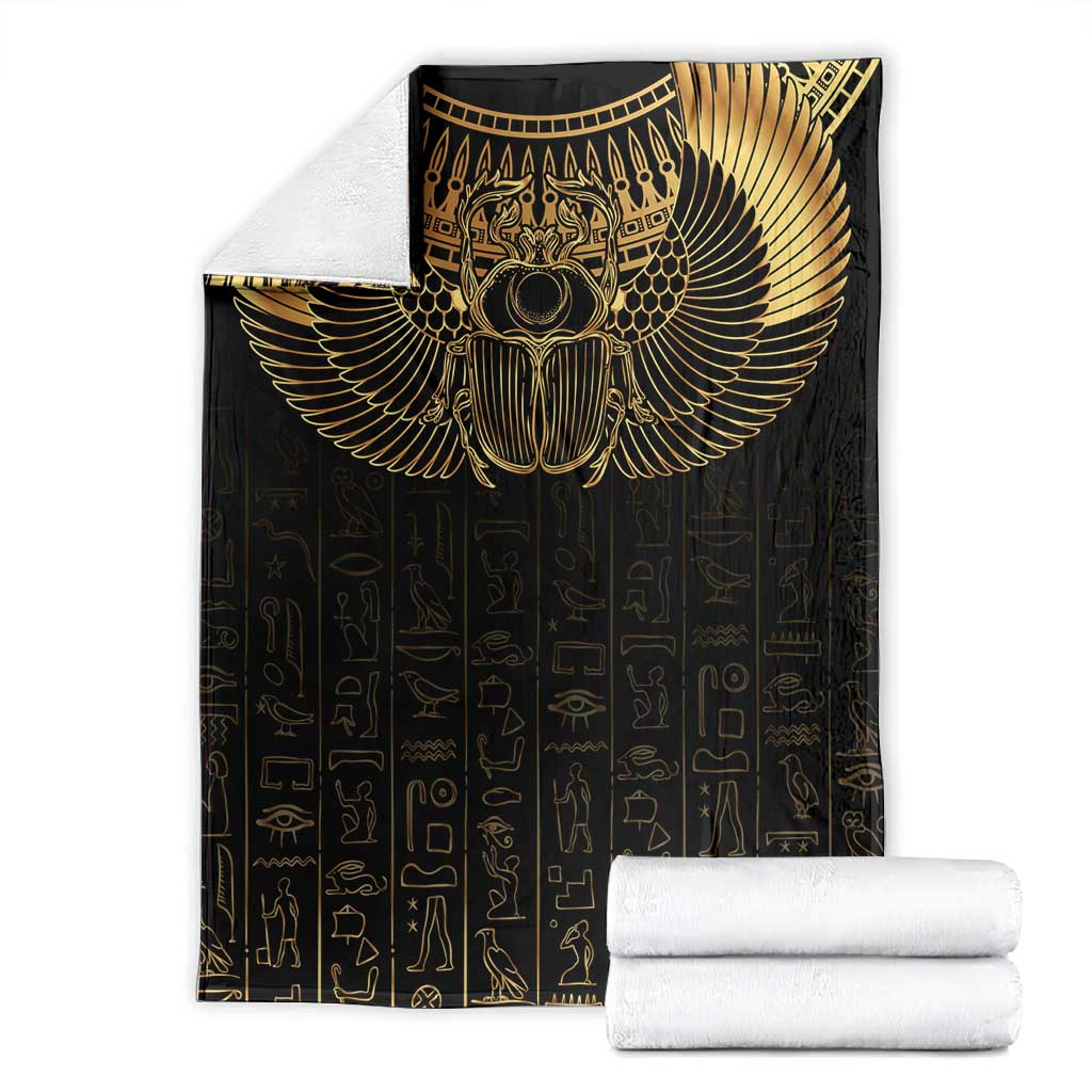 Ancient Egypt Blanket Black Gold Scarab