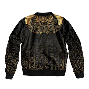 Ancient Egypt Bomber Jacket Black Gold Scarab