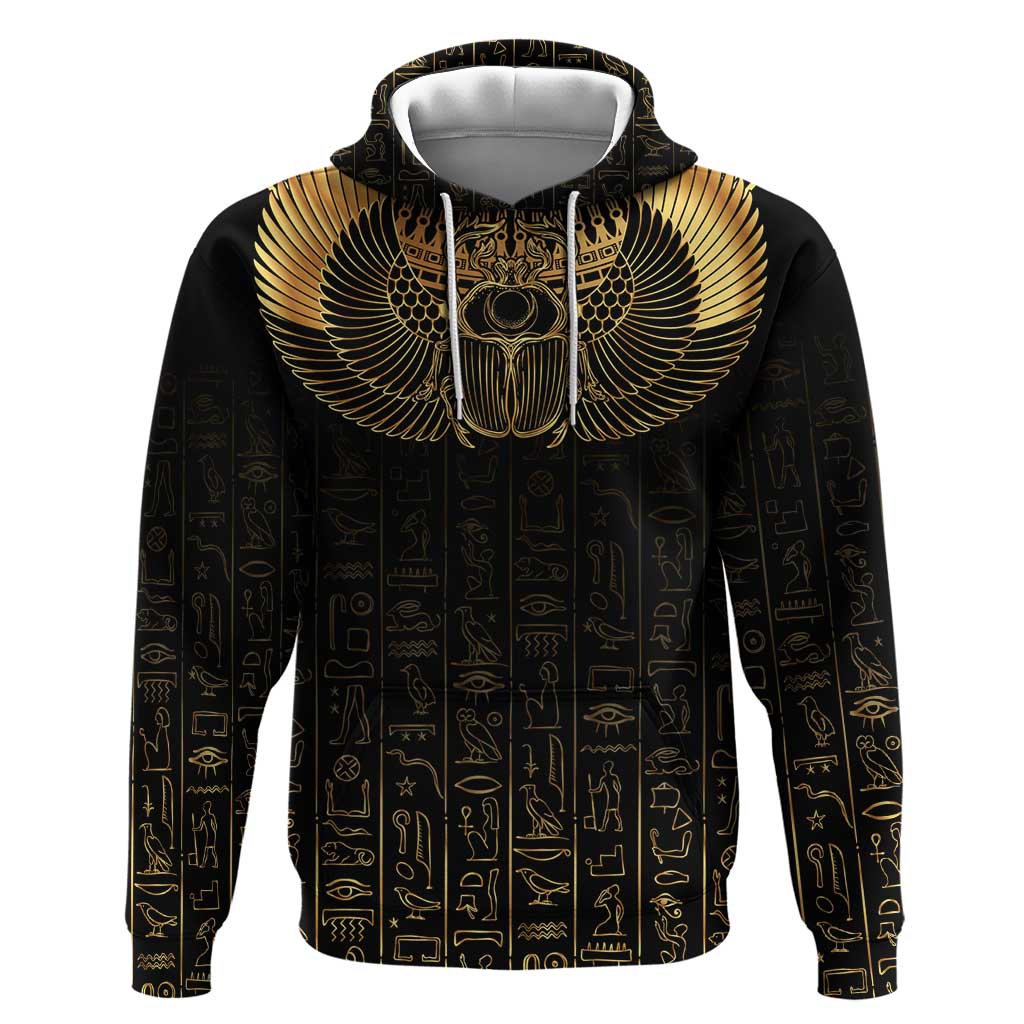 Ancient Egypt Hoodie Black Gold Scarab