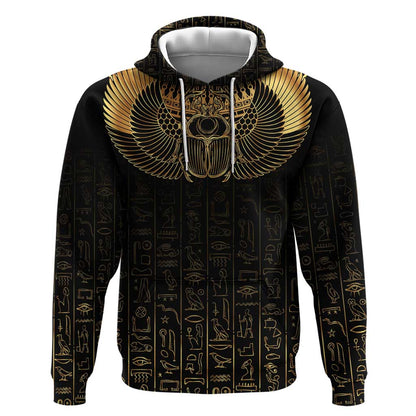Ancient Egypt Hoodie Black Gold Scarab