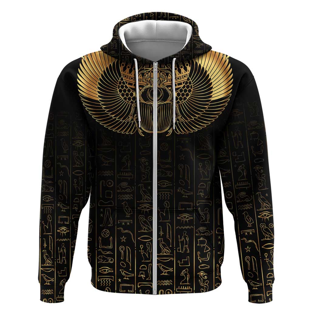 Ancient Egypt Hoodie Black Gold Scarab