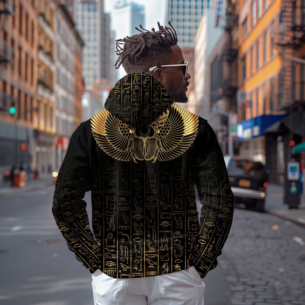 Ancient Egypt Hoodie Black Gold Scarab