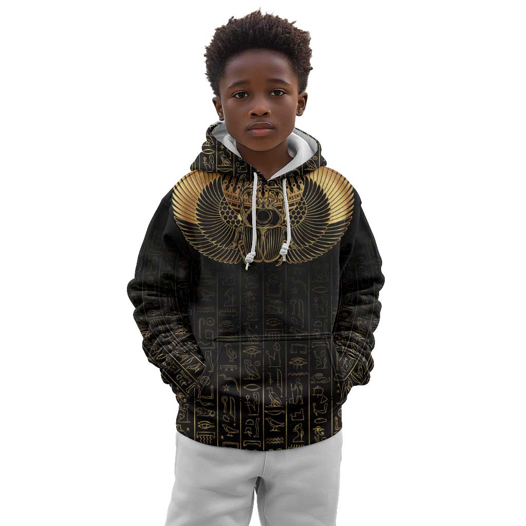 Ancient Egypt Kid Hoodie Black Gold Scarab