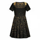 Ancient Egypt Kid Short Sleeve Dress Black Gold Scarab
