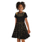 Ancient Egypt Kid Short Sleeve Dress Black Gold Scarab