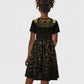 Ancient Egypt Kid Short Sleeve Dress Black Gold Scarab