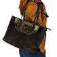 Ancient Egypt Leather Tote Bag Black Gold Scarab