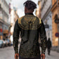 Ancient Egypt Long Sleeve Button Shirt Black Gold Scarab